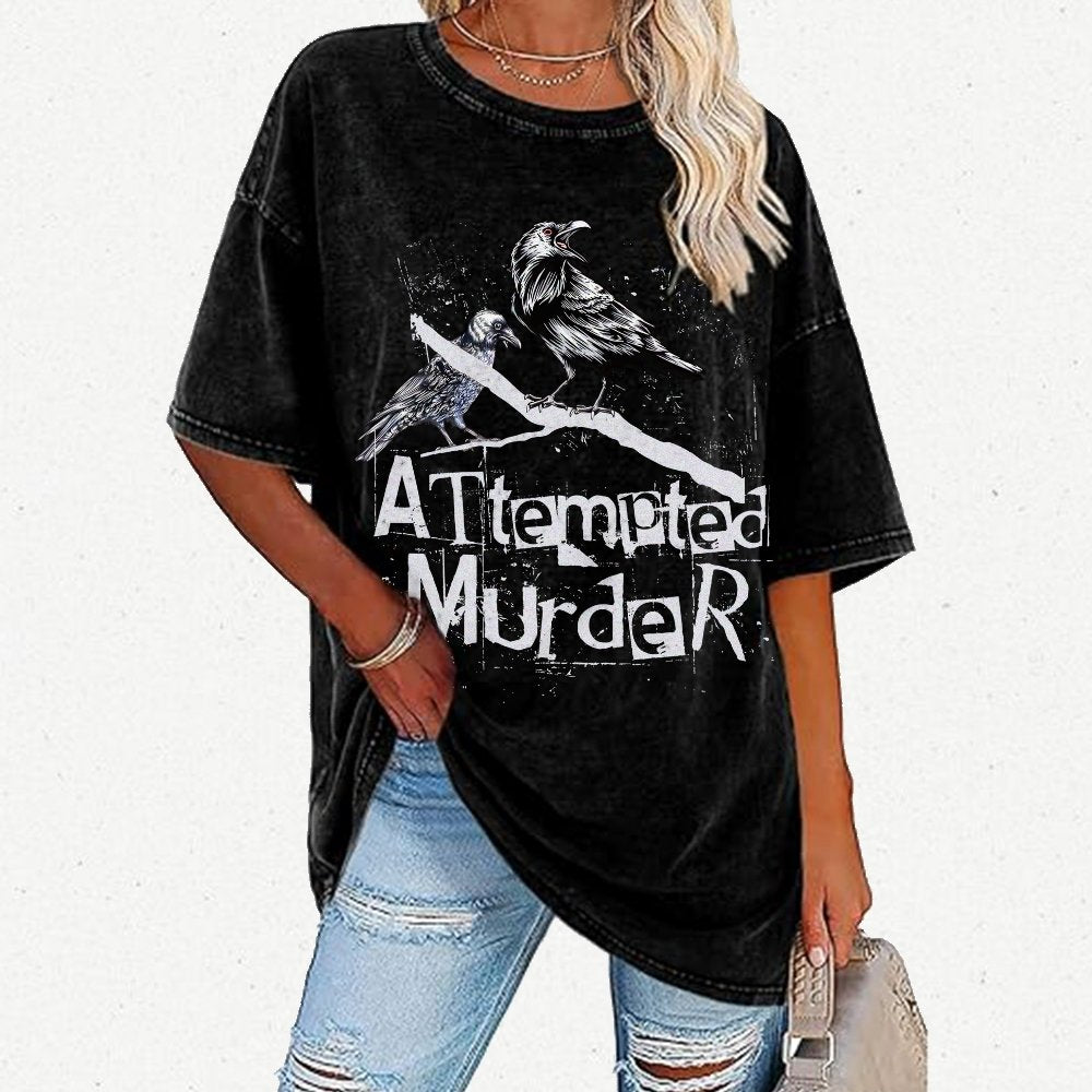Attempted Murder Crows Vintage Distressed T-shirt