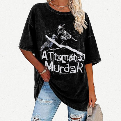 Attempted Murder Crows Vintage Distressed T-shirt