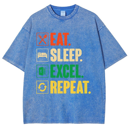 Eat Sleep Excel Repeat Funny Excel Vintage Distressed T-shirt