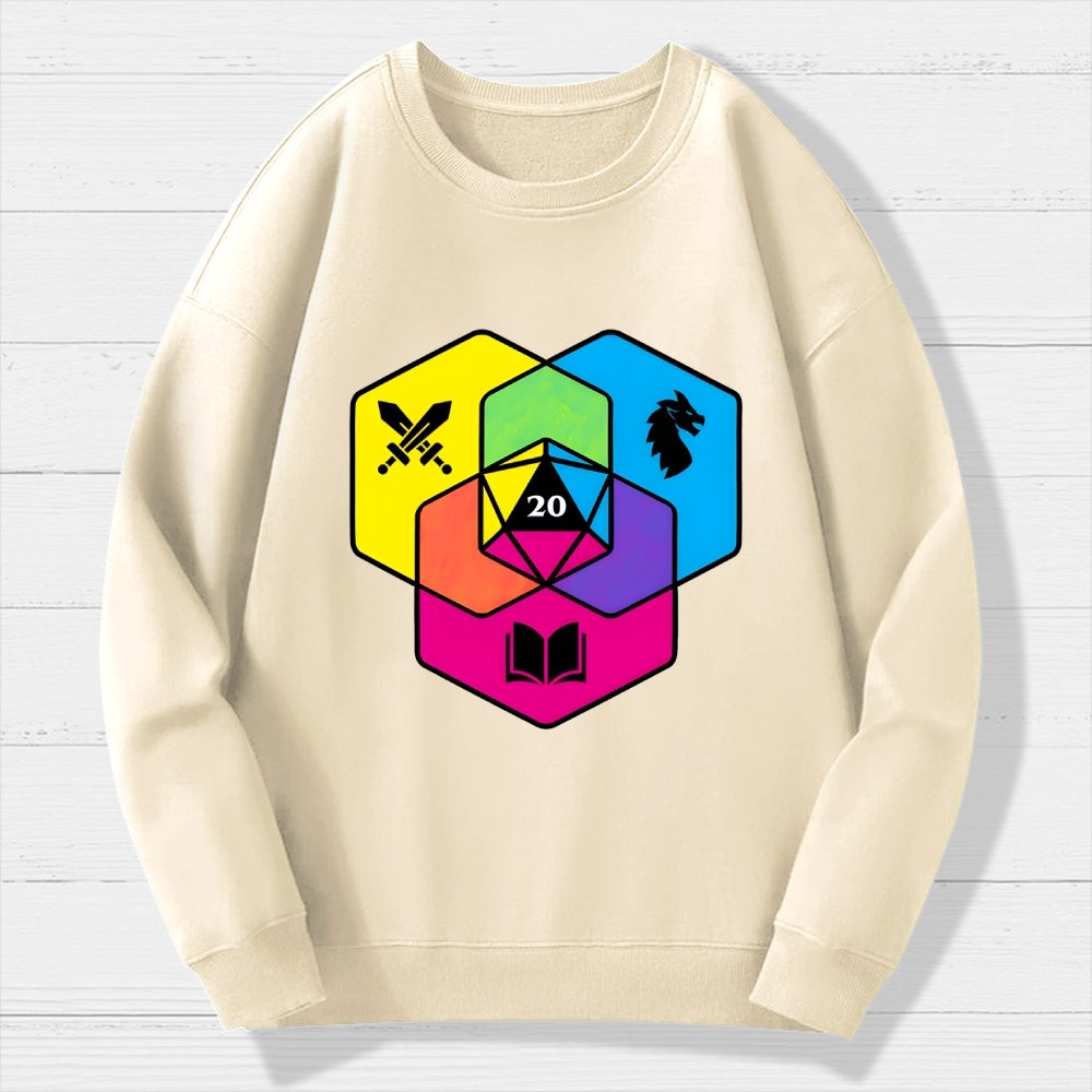 RPG CMYK Dice Venn Diagram Geek Cotton Sweatshirt