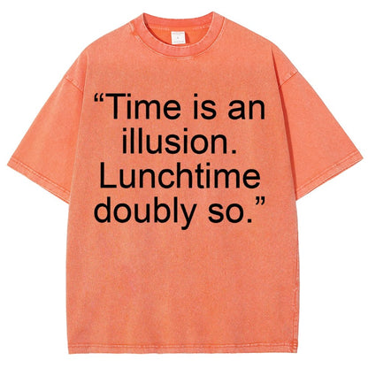 Douglas Adams - “Time is an illusion. Lunchtime doubly so.” Vintage Distressed T-shirt