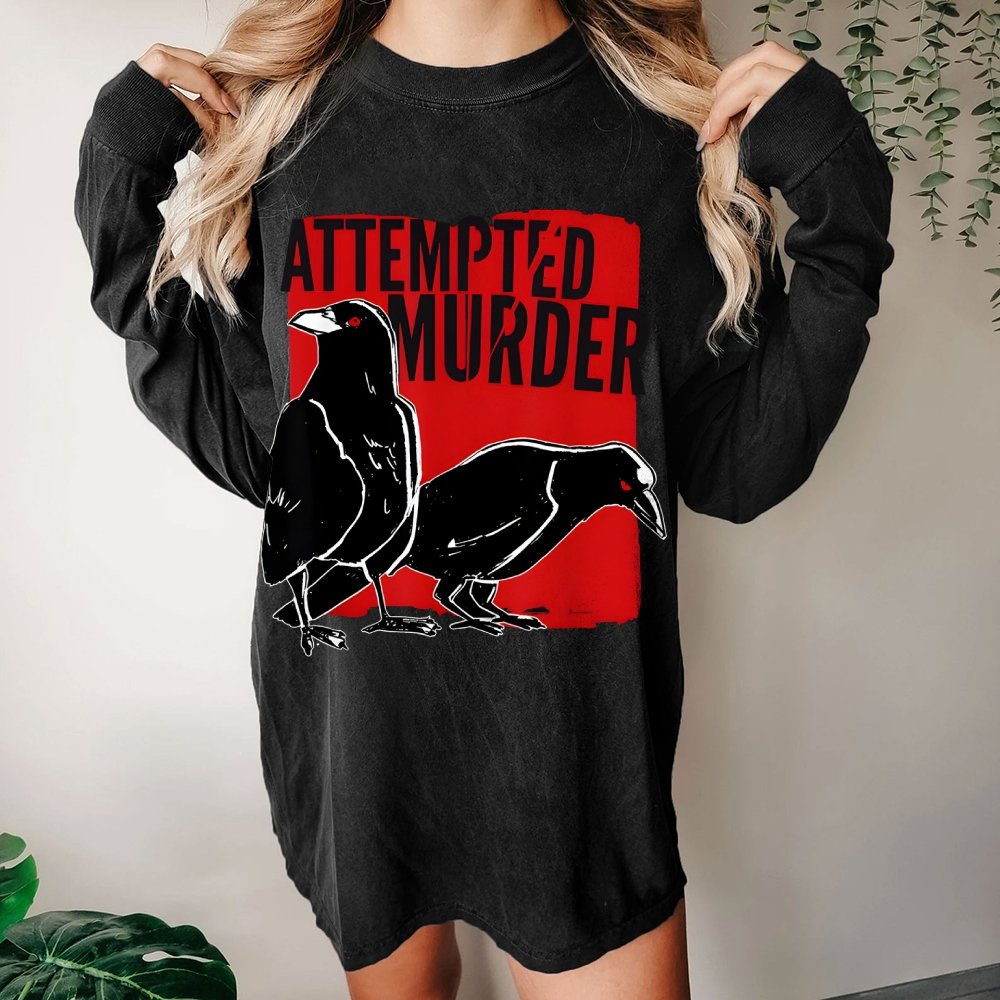 Attempted Murder Crow Washed Long Sleeve Tee