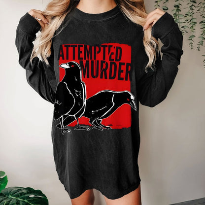 Attempted Murder Crow Washed Long Sleeve Tee