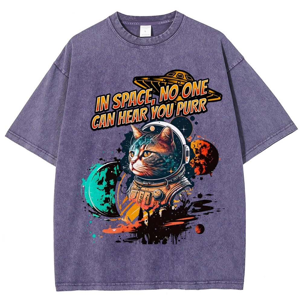 In Space No One Can Hear You Purr Vintage Distressed T-shirt