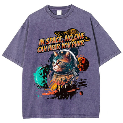 In Space No One Can Hear You Purr Vintage Distressed T-shirt