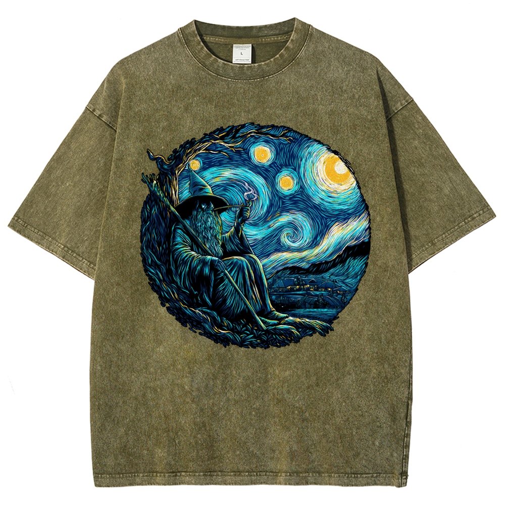 Starry Wizard Vintage Distressed T-shirt