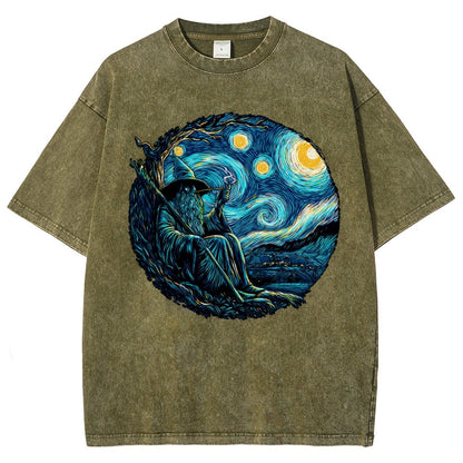 Starry Wizard Vintage Distressed T-shirt