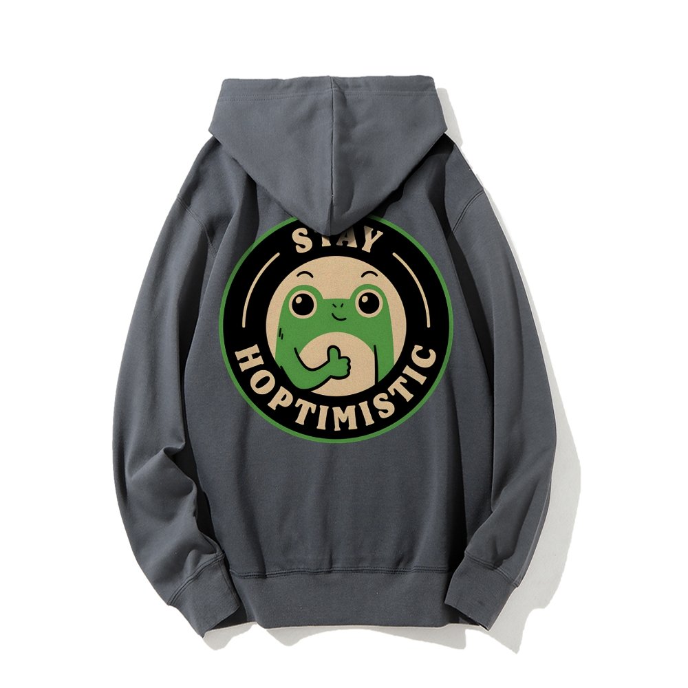 Stay Hoptimistic Printed Back Unisex Cotton Hoodie