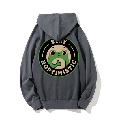 Stay Hoptimistic Printed Back Unisex Cotton Hoodie