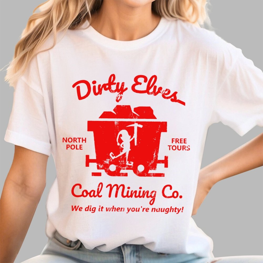 Dirty Elves Coal Mining Company Christmas Humor Geek T-Shirt