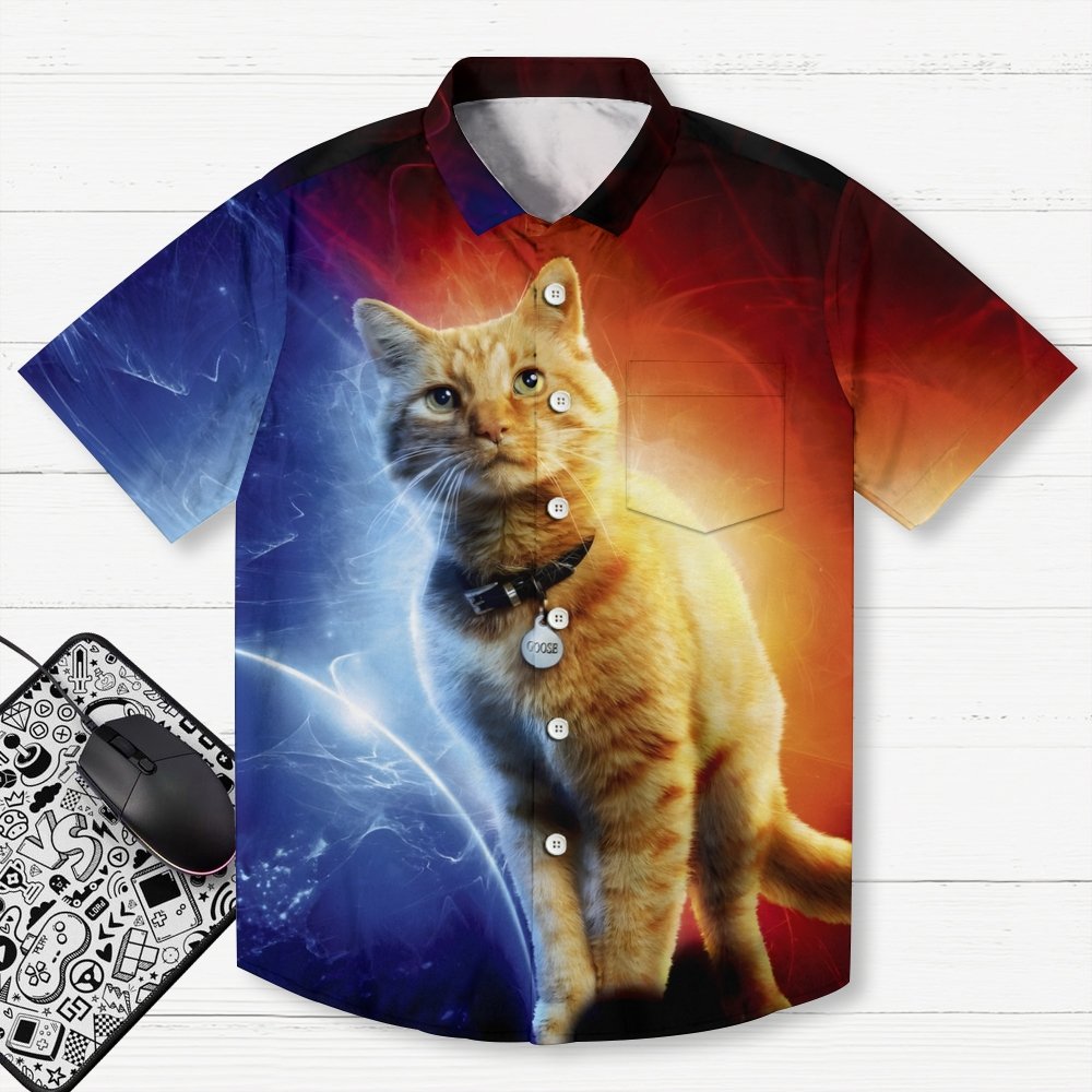 Goose Cat Alien Geek Hawaiian Shirt