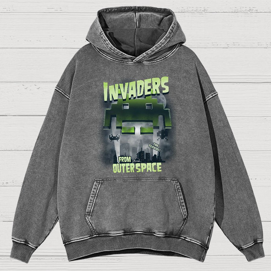 Invaders From Outer Space Vintage Distressed Hoodie