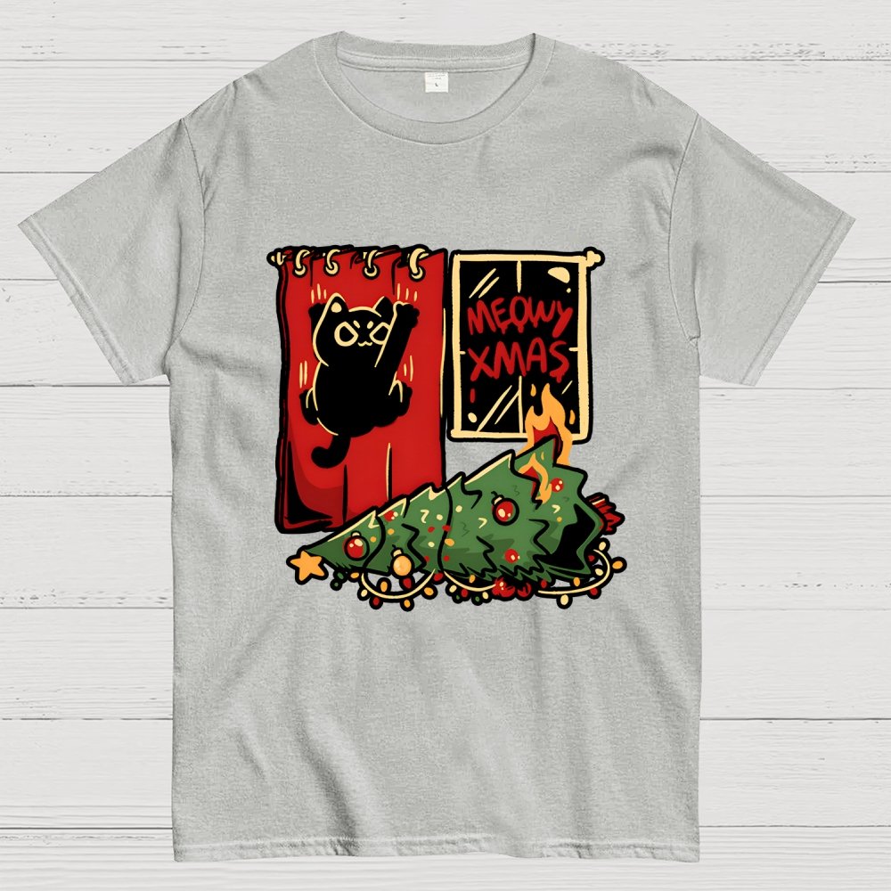 Meowy Xmas Cat Geek T-Shirt