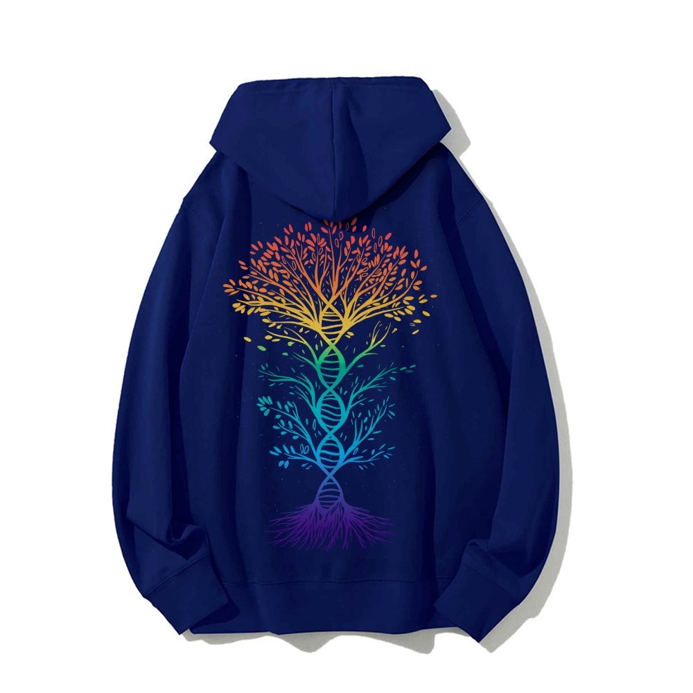 DNA Tree Of Life Science Printed Back Unisex Cotton Hoodie