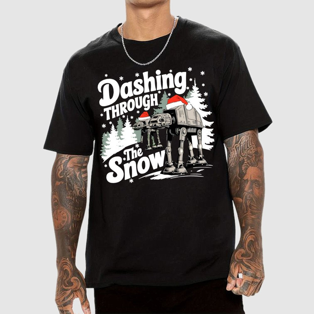 Mystery Robot Dog Crosses the Snow Christmas Geek T-Shirt