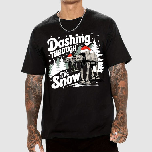 Mystery Robot Dog Crosses the Snow Christmas Geek T-Shirt