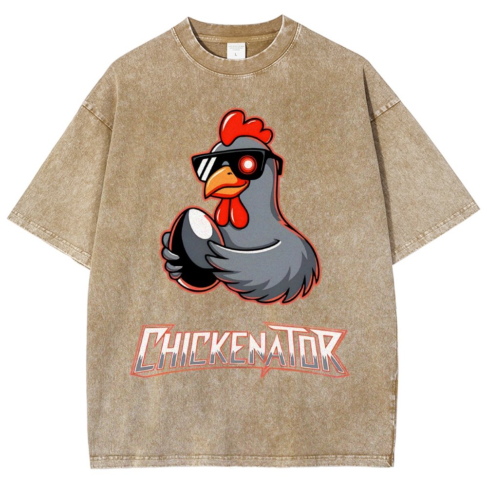 Chickenator The Future Chicken Vintage Distressed T-shirt