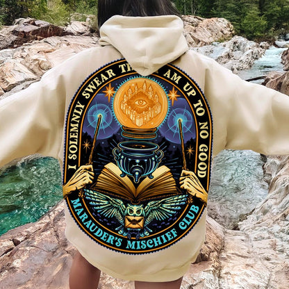 Mischief Club Printed Back Cotton Hoodie