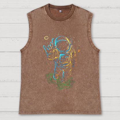 Travel In Space Funny Vintage Distressed Washed Tank