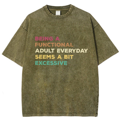 Being A Functional Adult Everyday Seems A Bit Excessive Adult Humor Vintage Distressed T-shirt