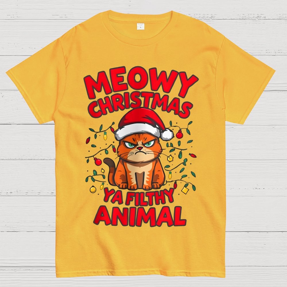 Meowy Christmas Ya Filthy Animal Cat Geek T-Shirt
