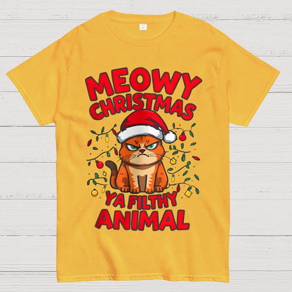 Meowy Christmas Ya Filthy Animal Cat Geek T-Shirt
