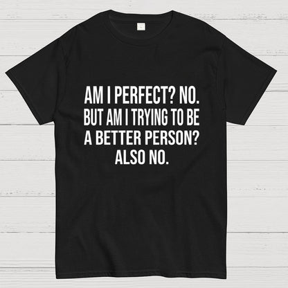 Am I Perfect No But Am I Trying To Be A Better Person Also No Geek T-Shirt