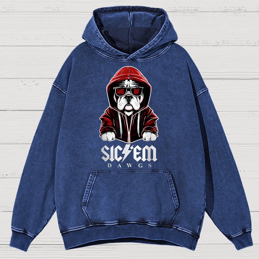 Bulldogs Football Spirit Game Day Retro Sports Vintage Distressed Hoodie
