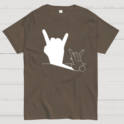 Rabbit Rock and Roll Hand Shadow Meme Style Unisex Gamer Movie Music T-Shirt