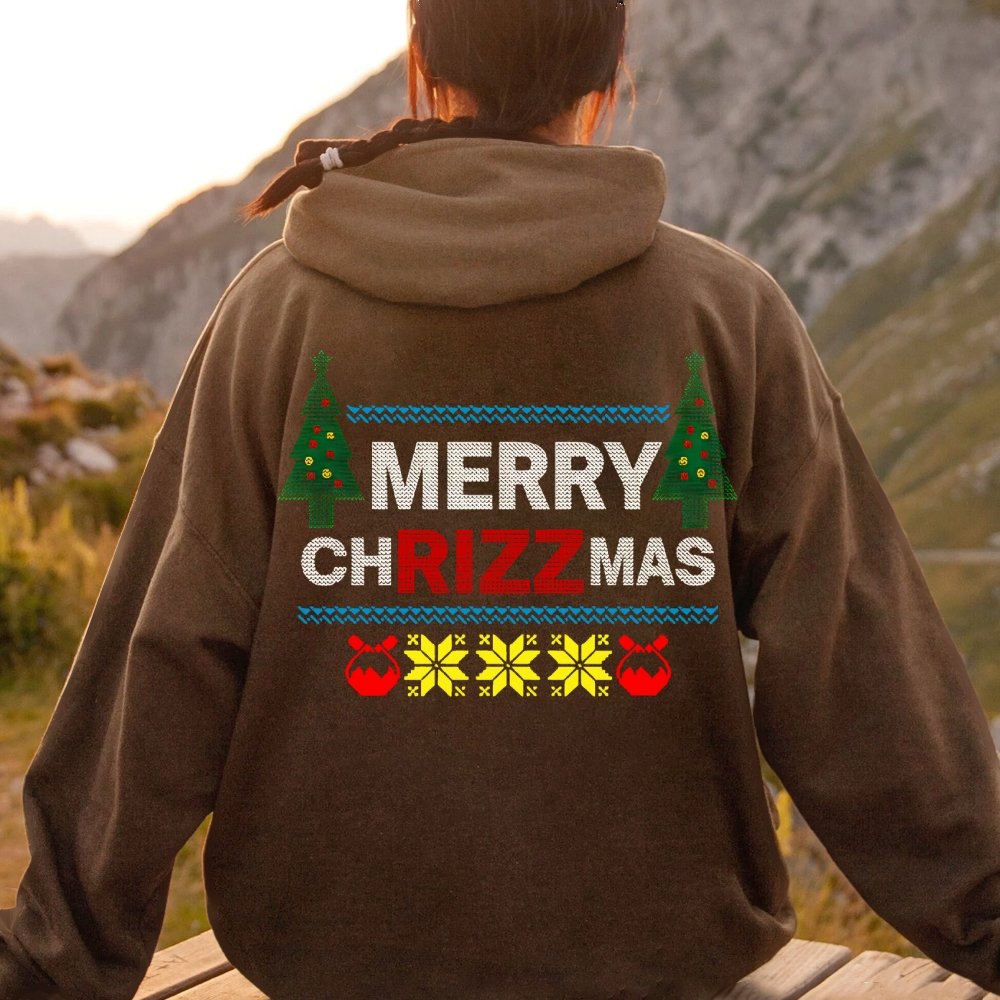 MERRY CHRIZZMAS Printed Back Unisex Cotton Hoodie