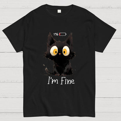 I‘m Fine Black Cat Geeky T-Shirt