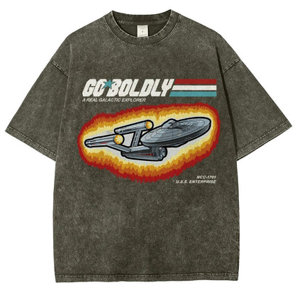 Go Boldly - A Real Cosmic Explorer Vintage Distressed T-shirt
