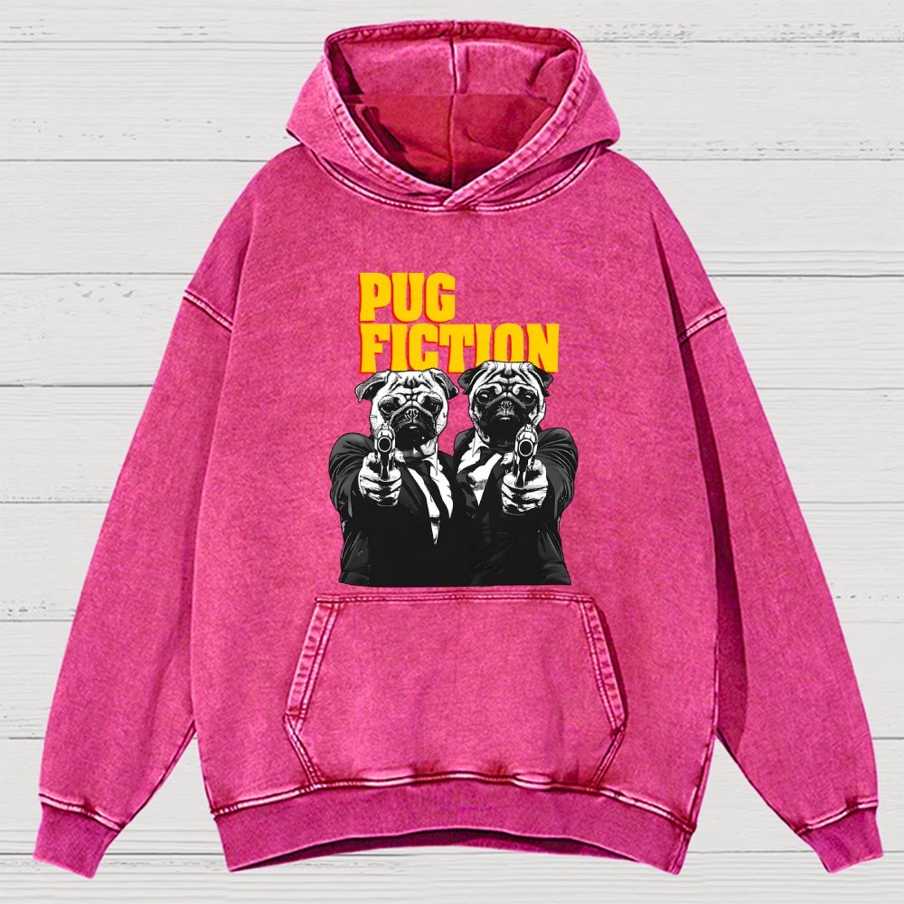 Pug Fiction Vintage Distressed Hoodie