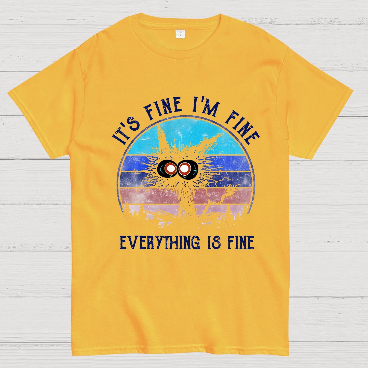 It ‘s Fine I am Fine Everything Is Fine Funny Black cat Geek T-Shirt