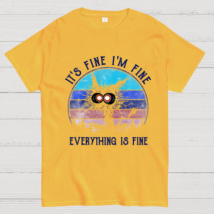 It ‘s Fine I am Fine Everything Is Fine Funny Black cat Geek T-Shirt