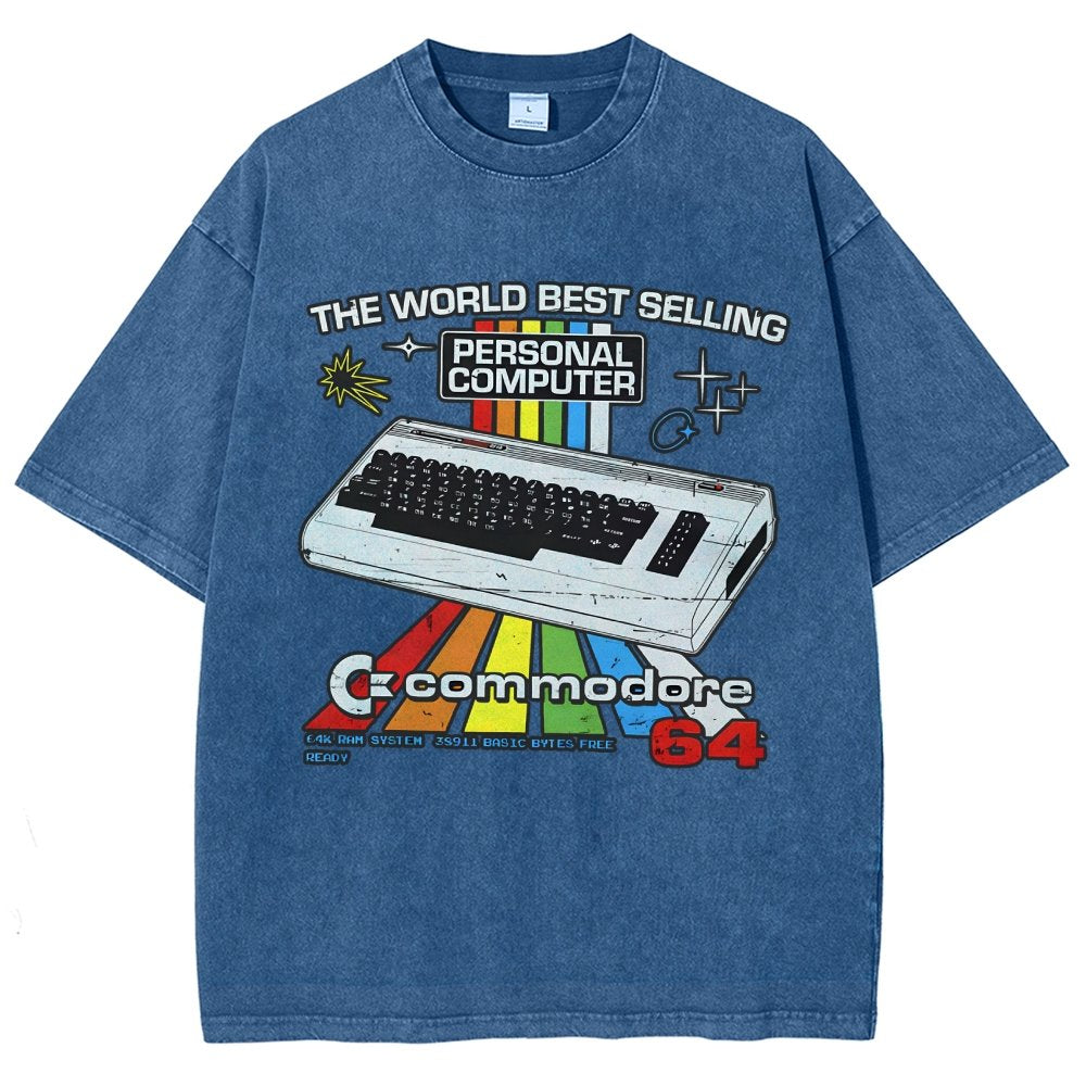 Retro Games Commodore 64 Personal Computer Vintage Distressed T-shirt