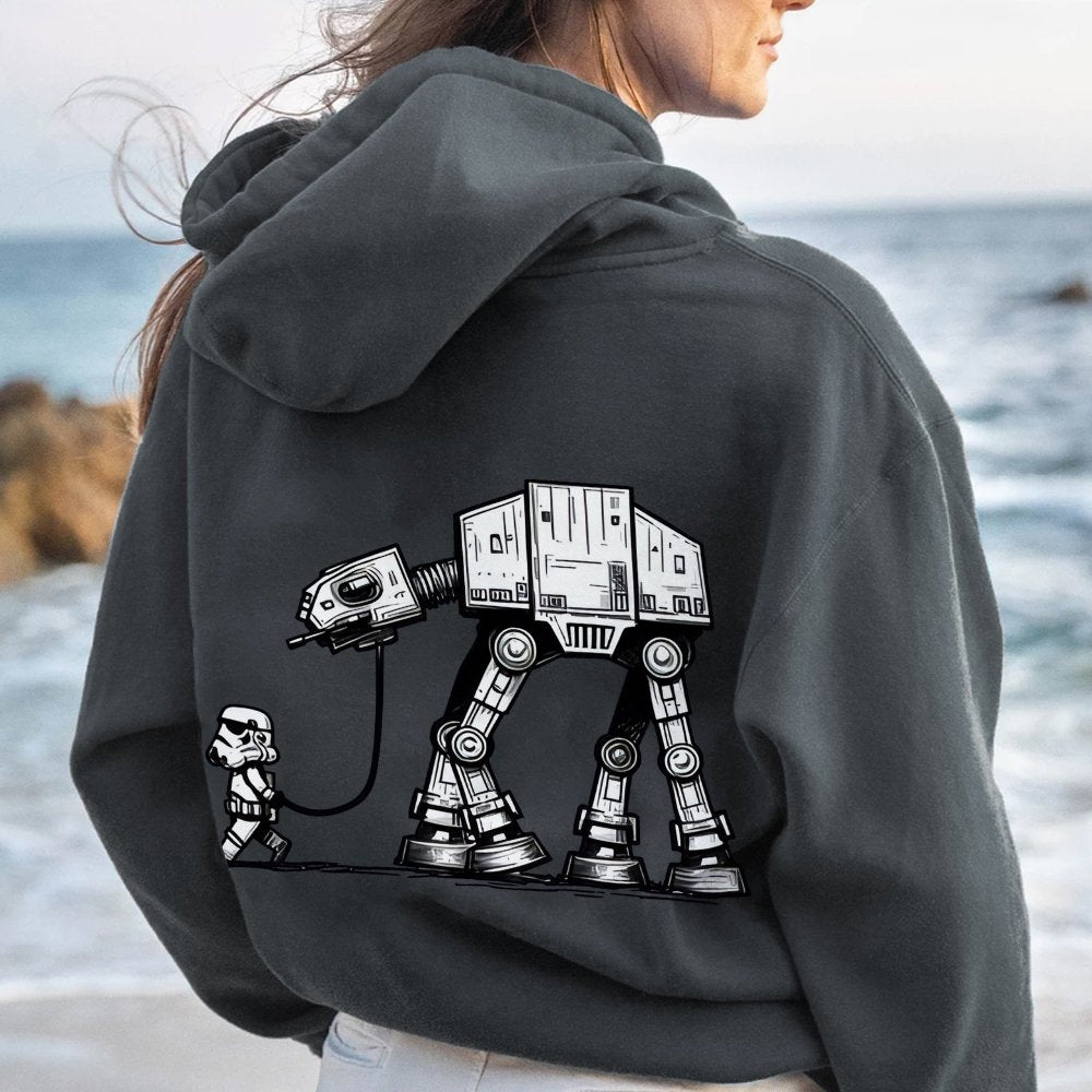 Galactic Robot Dog - Planetary Skirmishes Printed Back Unisex Cotton Hoodie