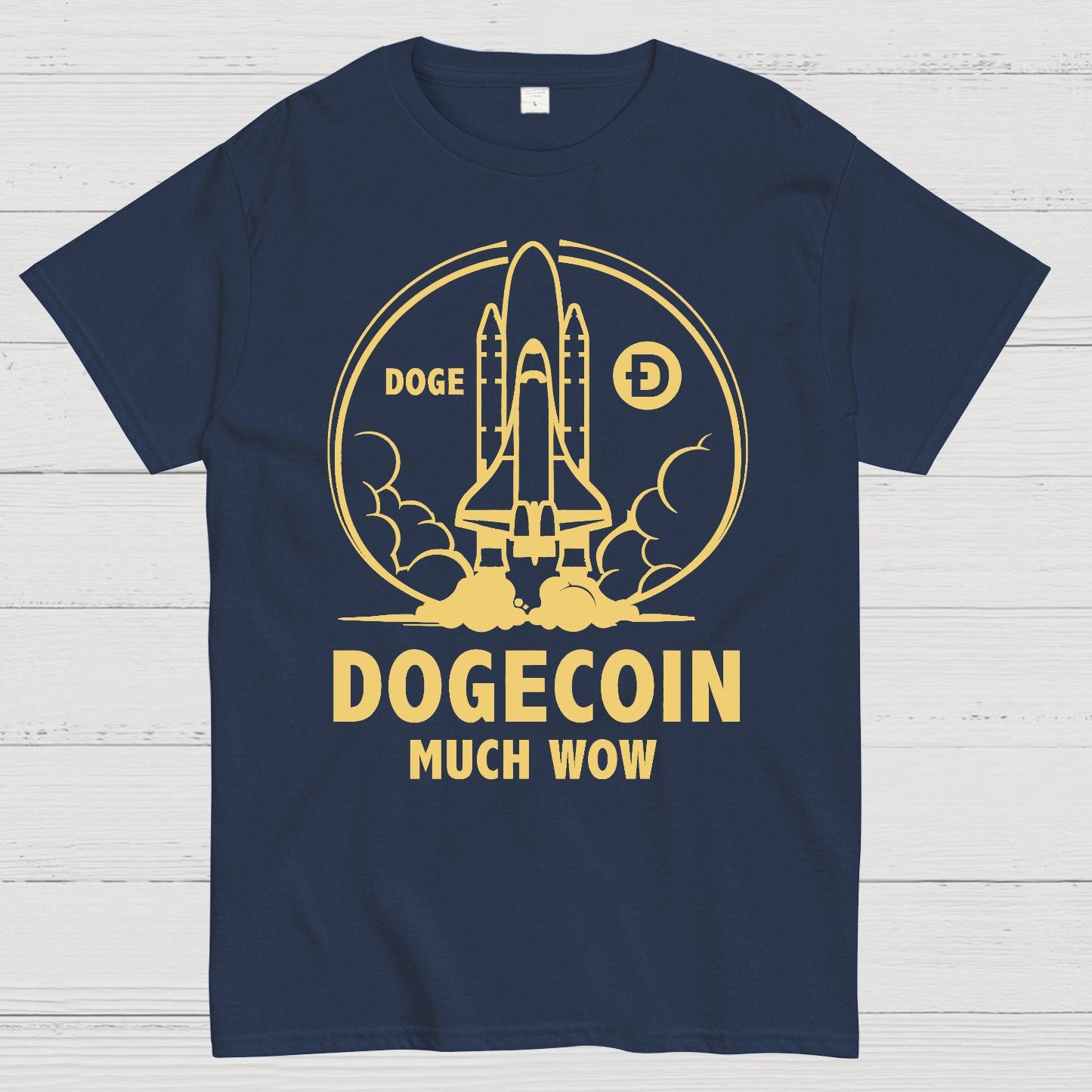 Dogecoin Rocket Ship Much Wow Meme Joke Funny Crypto Currency Elon Musk DOGE Geek T-Shirt