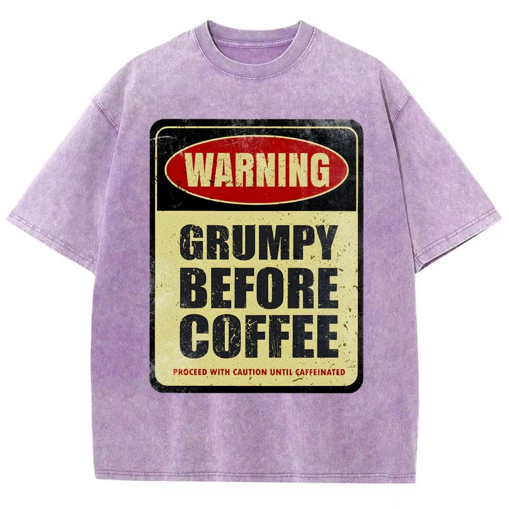 Grumpy Before Coffee Vintage Distressed T-shirt 2412001060