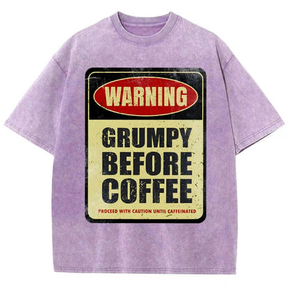 Grumpy Before Coffee Vintage Distressed T-shirt 2412001060