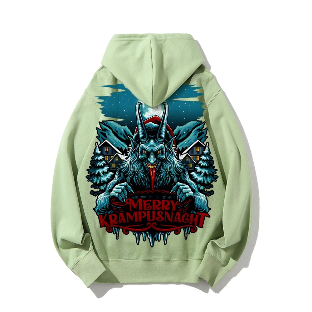 Merry Krampusnacht Christmas Geek Printed Back Cotton Hoodie