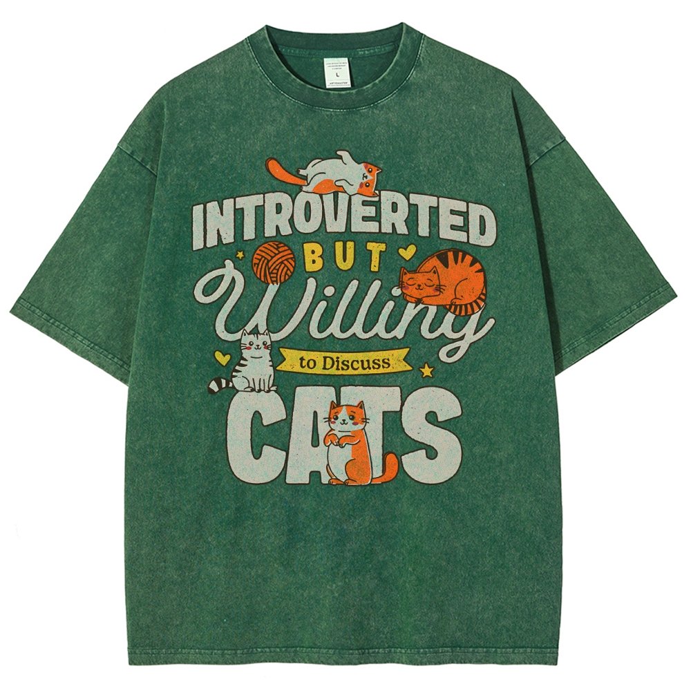 Willing to Discuss Cats Vintage Distressed T-shirt