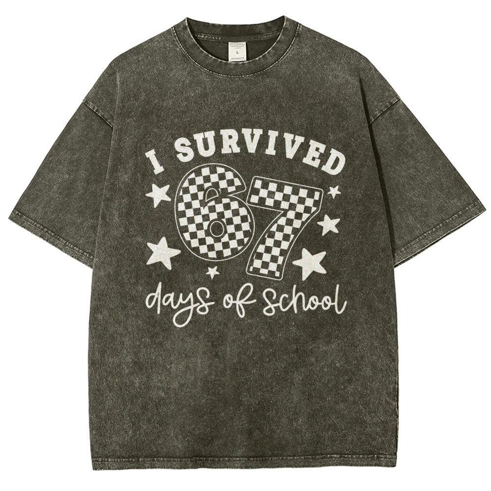 I Survived 67 Days of School Vintage Distressed T-shirt