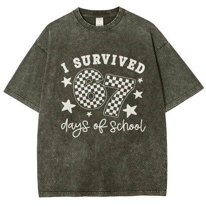 I Survived 67 Days of School Vintage Distressed T-shirt