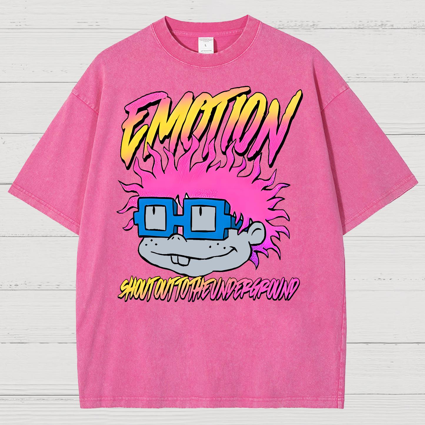 Cartoon Monster Graphic Print Vintage Distressed T-shirt