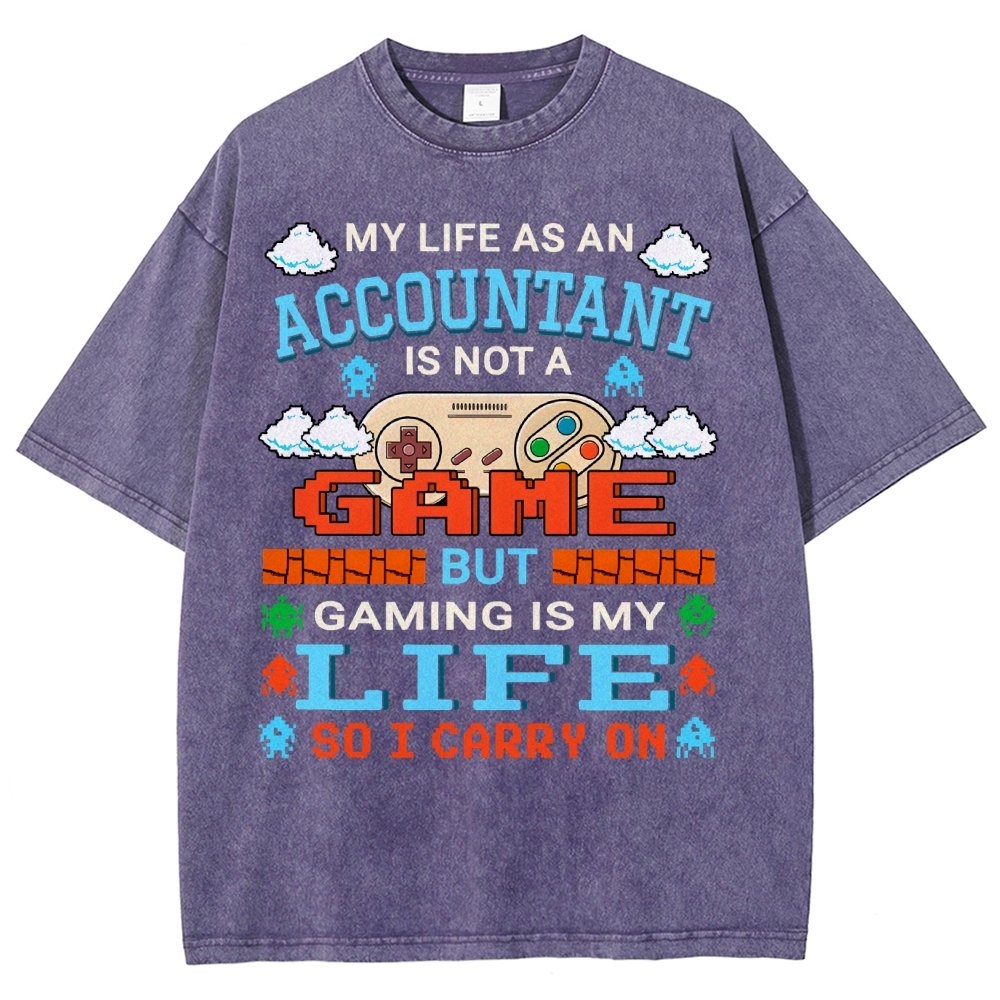 Gamer Accountant Gaming Design Quote Graphic Vintage Distressed T-shirt