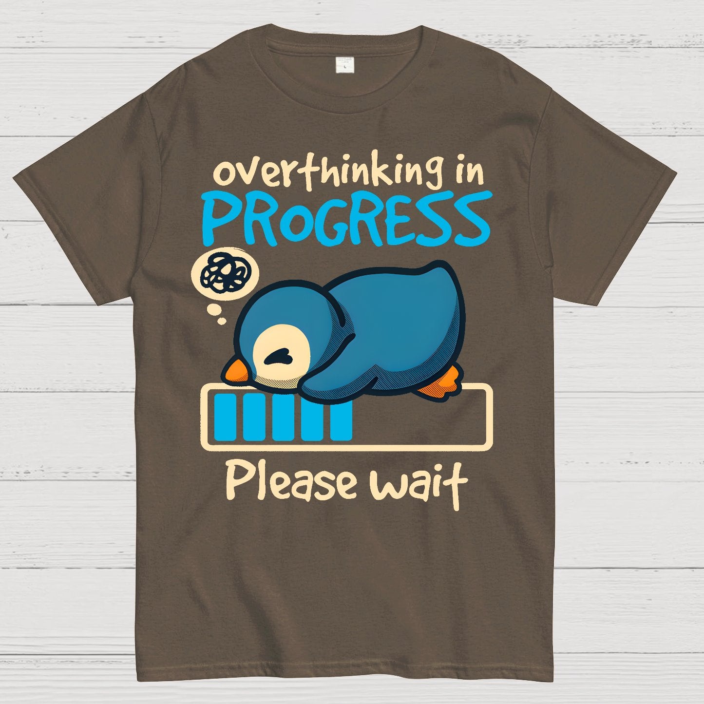 Penguin Overthinking In Progress Geek T-Shirt