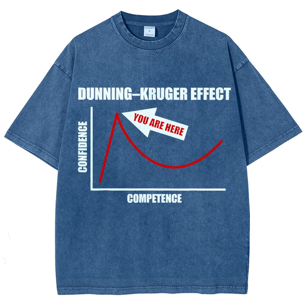 Dunning–Kruger Effect Cognitive Bias Funny You Are Here Vintage Distressed T-shirt