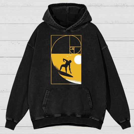 Golden Spiral Wave Geek Vintage Distressed Hoodie