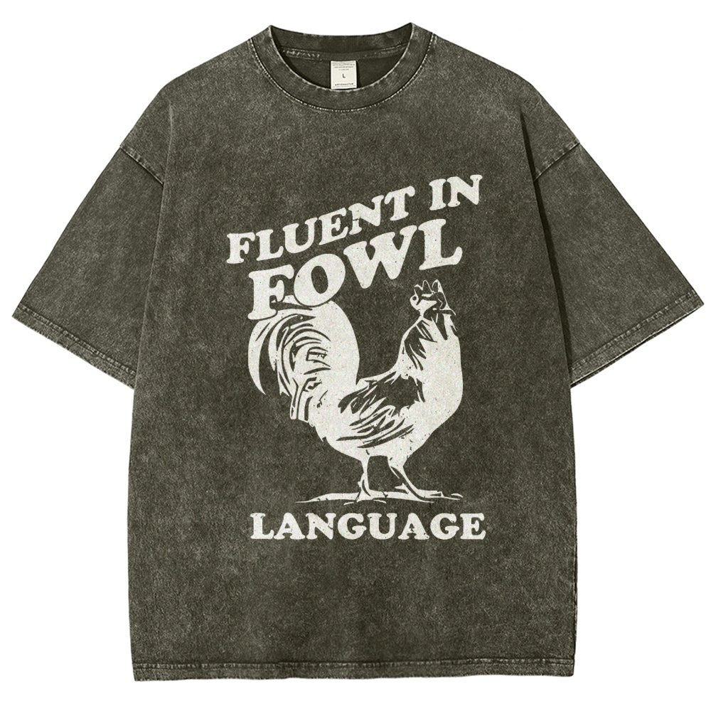 Chicken Turkey Fluent In Fowl Language Vintage Distressed T-shirt